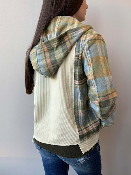 Cozy Combo Plaid Contrast Jacket- Fall Mix