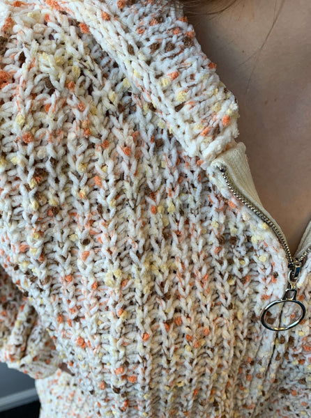 Avery Confetti Hooded Cardigan- Pumpkin