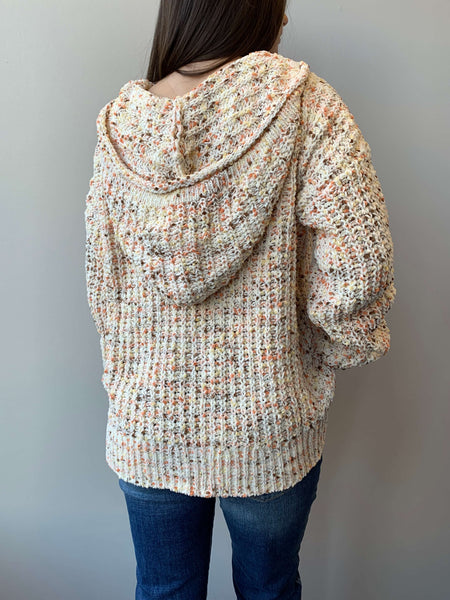 Avery Confetti Hooded Cardigan- Pumpkin