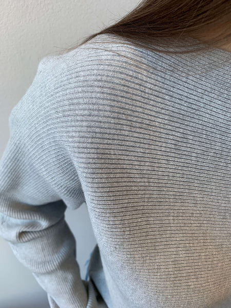 Laney Boat Neck Sweater- Heather Gray