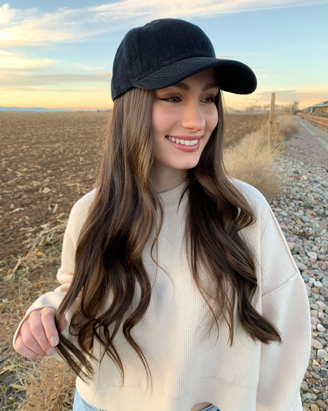 Adventure Corduroy Baseball Hat- Black