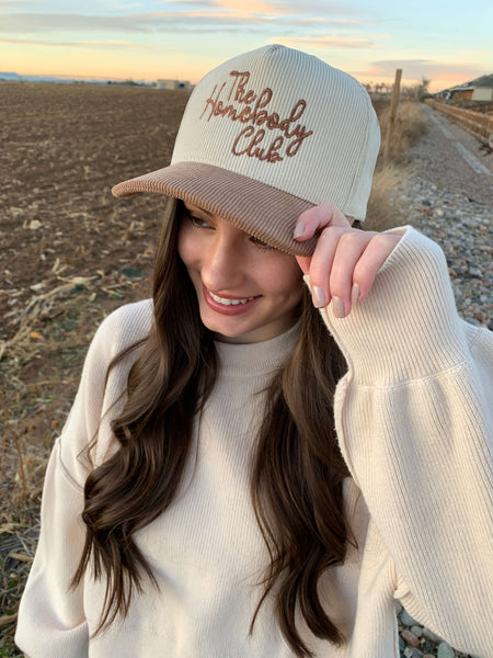 "The Homebody Club" Two Tone Corduroy Hat- Beige