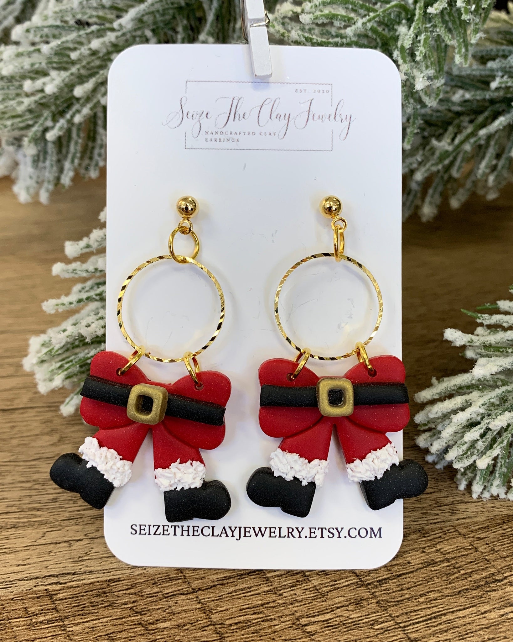 Santa Bow Dangle Earrings