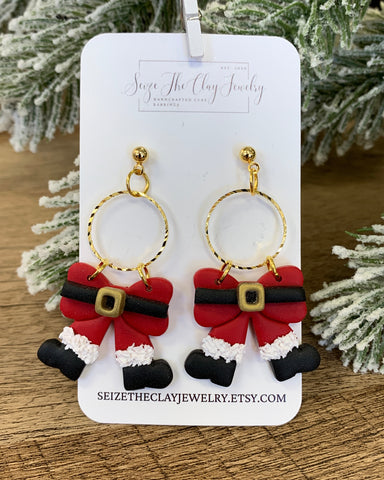 Santa Bow Dangle Earrings