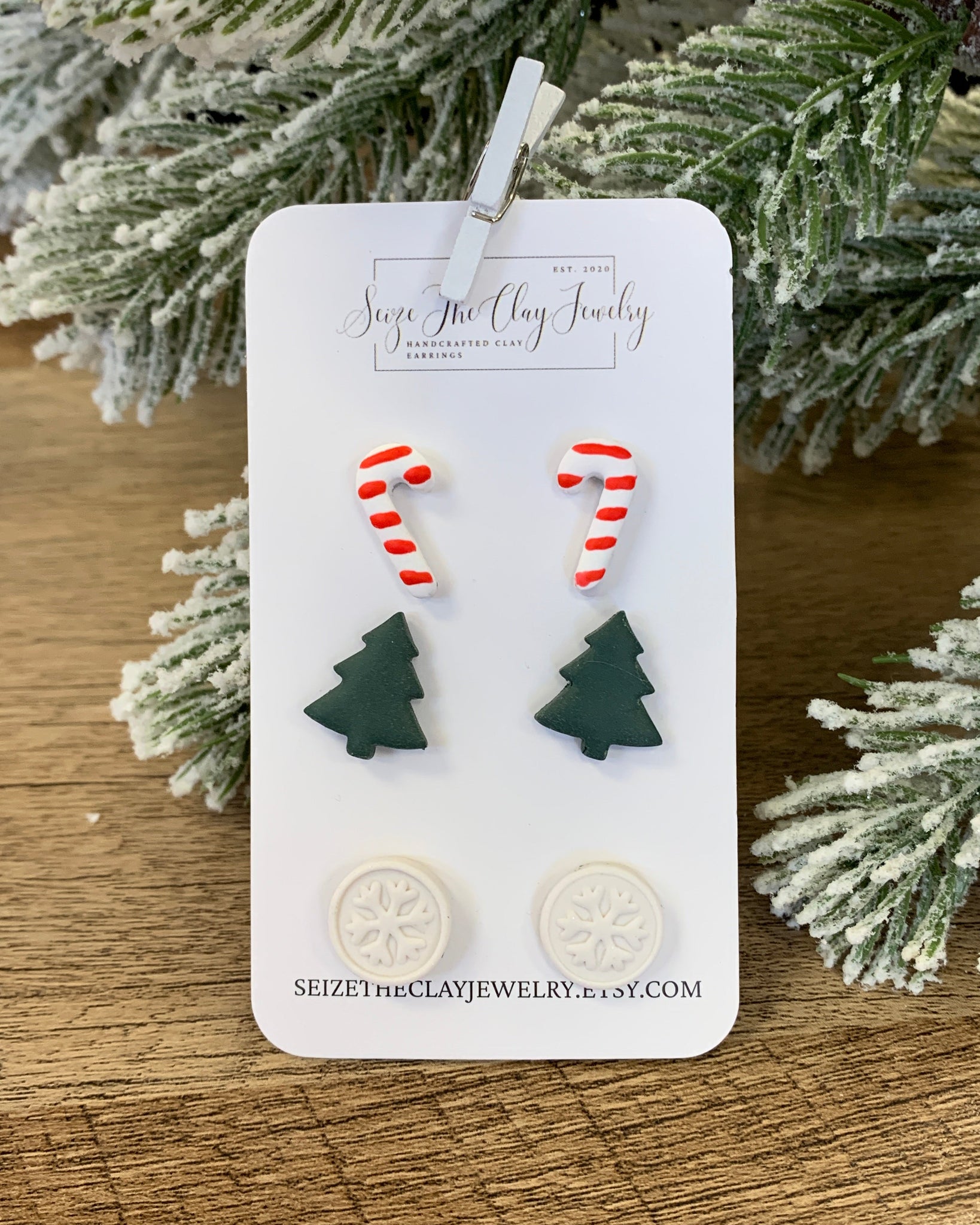 Christmas Stud Earring Set- Candy Canes, Trees, & Snowflakes