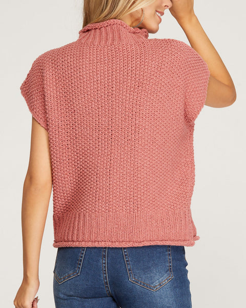 Laylin Sleeveless Mock Neck Sweater- Marsala