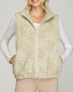 Kenna Floral Teddy Bear Vest- Stone