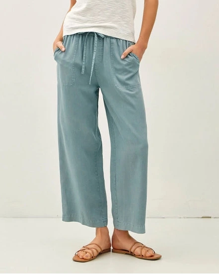 Stevie Wide Leg Crop Pants- Jade