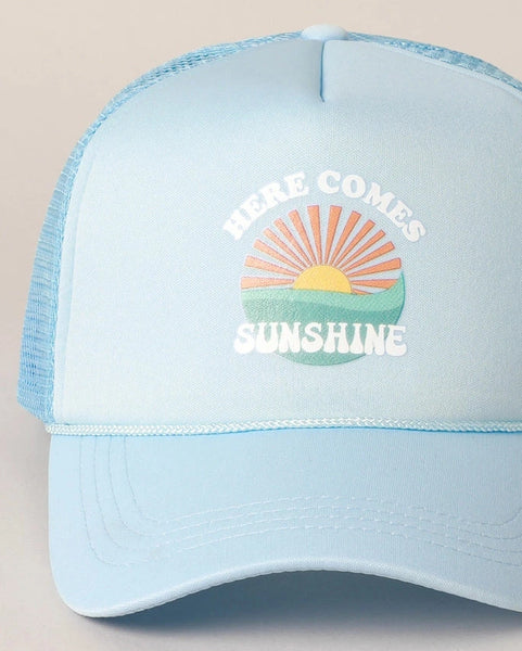 Here Comes Sunshine Trucker Hat- Blue