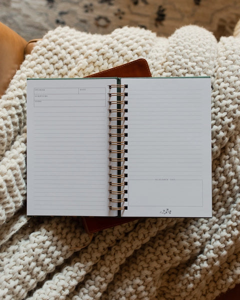 Sermon Notes Journal Green Floral- The Daily Grace Co