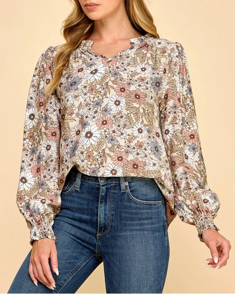 Geneva Floral Print Top- Multi