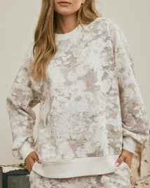 Chelsea Floral Boxy Crew Knit Top- Beige