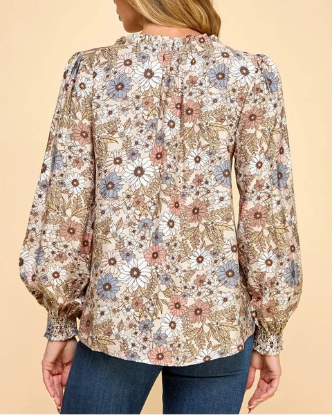 Geneva Floral Print Top- Multi