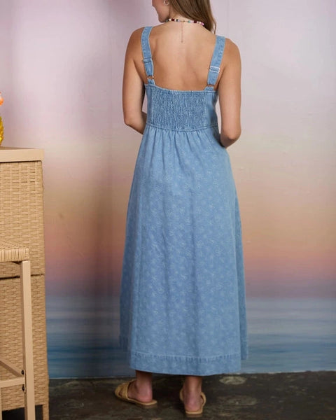 Elliana Denim Midi Dress- Light Denim