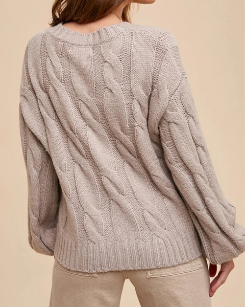 Flannery Embroidered Cardigan- Taupe