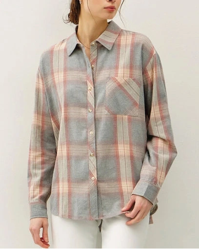 Senna Classic Cotton Button Front Top- Dusty Coral