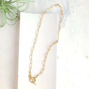 Gold Plated Paper Clip Chain Necklace