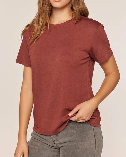 Stevie Crew Neck T-Shirt- Dark Rust