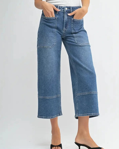 JBD Wide Leg Crop Jeans- Medium Wash