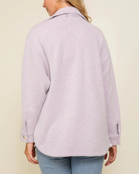 Dakota Brushed Waffle Shacket- Lavender