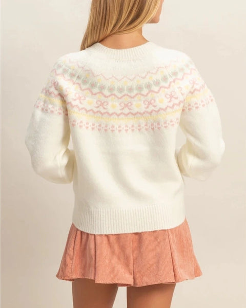 Willow Fair Isle Cardigan- Cream