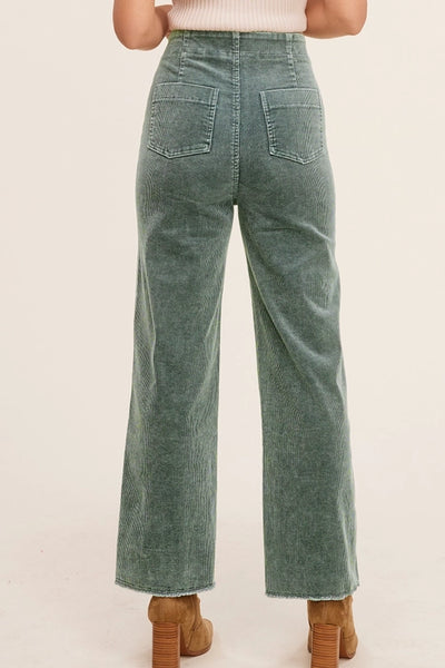 Indiana Mineral Washed Corduroy Pants- Teal Green