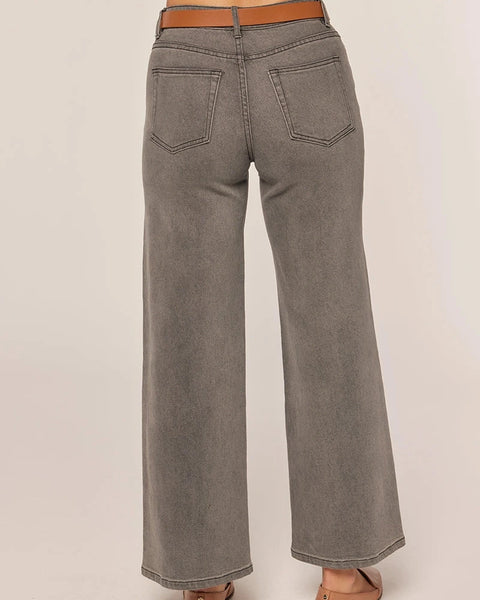 Ada Wide Leg Jeans- Washed Black