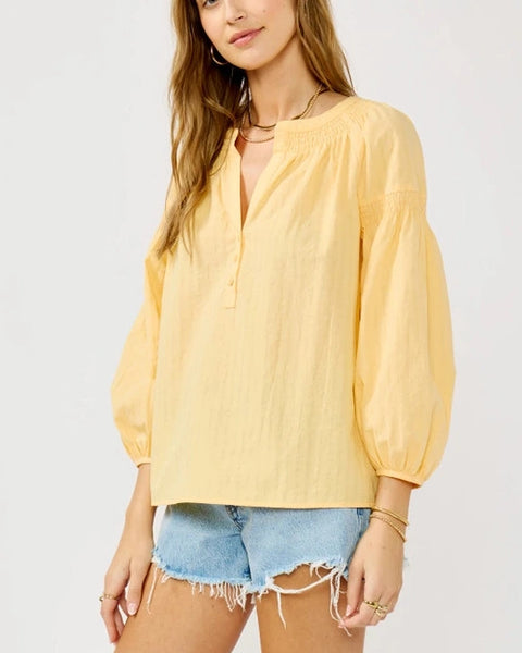 Becca Smocked Detail Top- Yellow