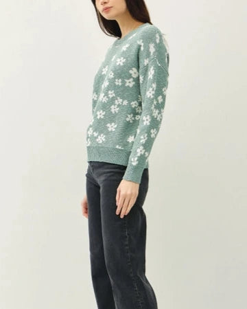 Darcy Floral Sweater- Sea Green