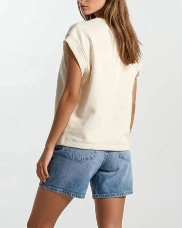 Allison Floral Embroidery Sleeveless Top- Butter