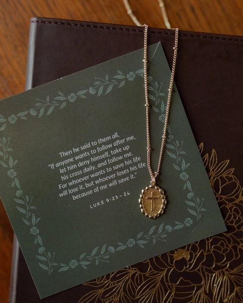 Beaded Chain Cross Necklace- The Daily Grace Co