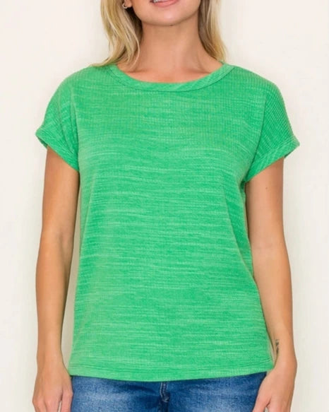 Kinley Textured Knit Top- Green