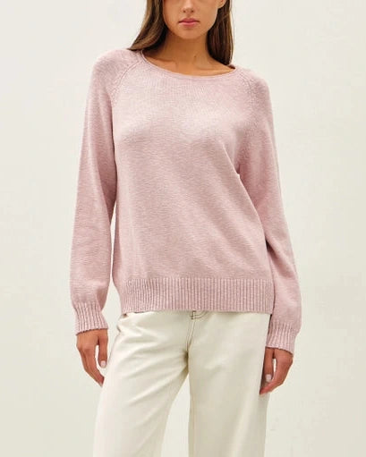 Evie Raglan Sleeve Lightweight Sweater- Dusty Pink