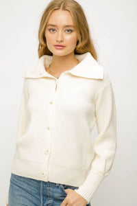 Carmen Button Front Sweater- Cream