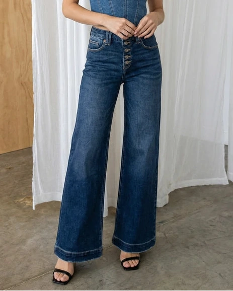 Artemis Vintage Tummy Control High Rise Wide Leg Jeans- Medium Wash