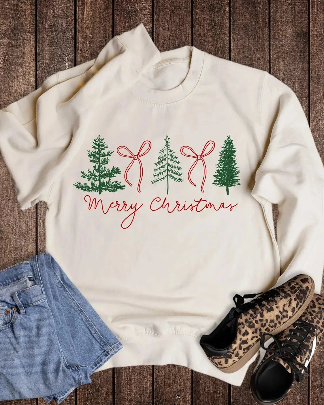 Merry Christmas Graphic Sweatshirt- Sweet Cream