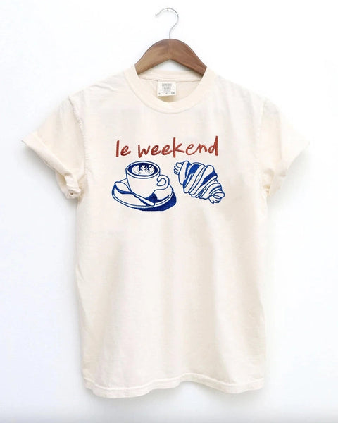 Le Weekend Embroidered Tee- Ivory