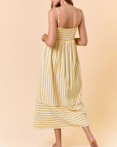 Dessa Striped Maxi Dress- Honey