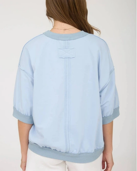 Danna Raglan Short Sleeve Top- Dusty Blue