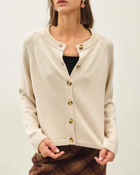 Sophie Button Front Cardigan- Oatmeal