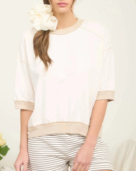 Danna Raglan Short Sleeve Top- Cream