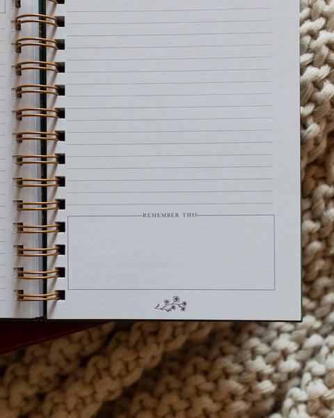 Sermon Notes Journal Green Floral- The Daily Grace Co