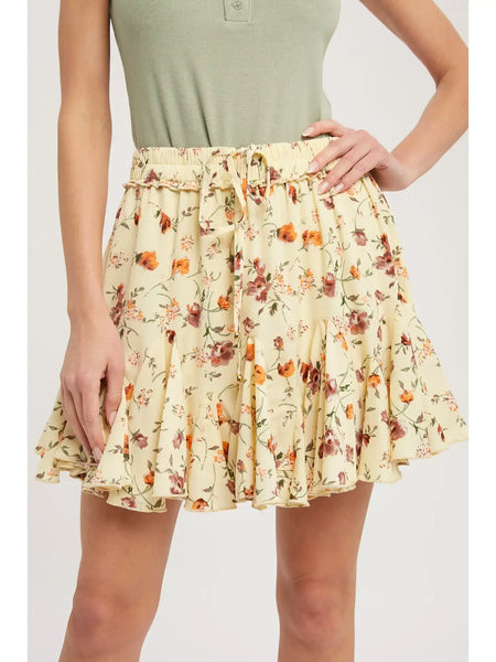 Willow Ditsy Floral Print Skirt- Vanilla