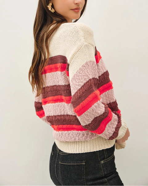 Julianna Chunky Knit Sweater- Poppy/Brown