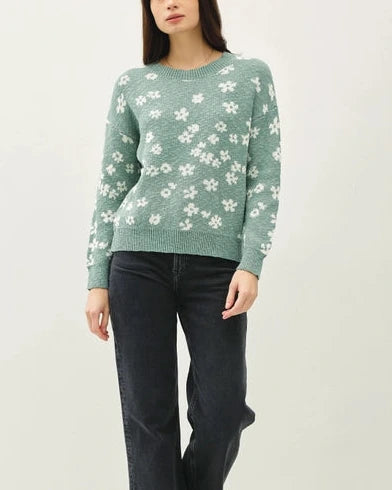 Darcy Floral Sweater- Sea Green