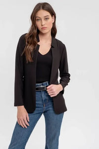 Notch Collar Blazer- Black