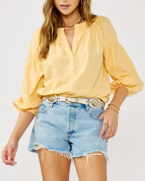 Becca Smocked Detail Top- Yellow