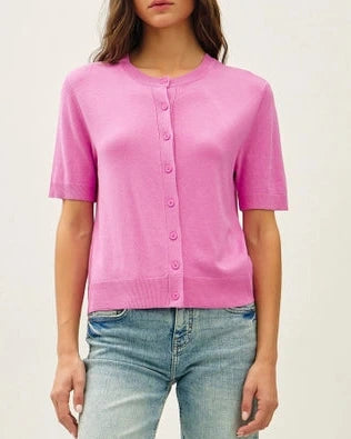 Georgia Short Sleeve Cardigan- Pink