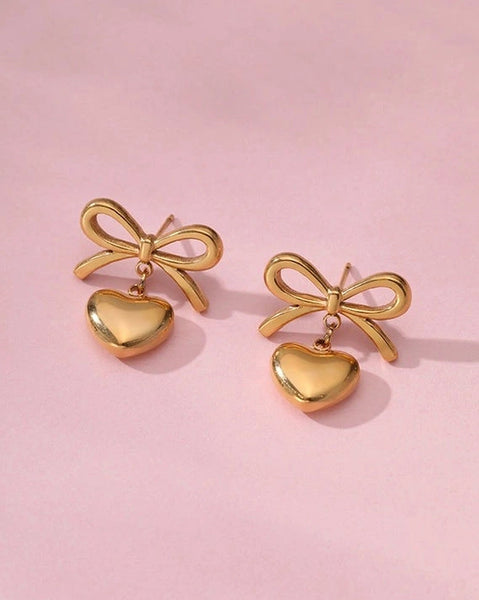 So In Love Gold Plated Heart Earrings- Gold