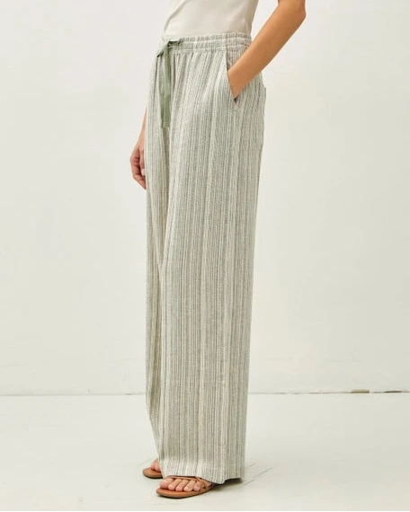 Rhett Striped Linen Pants- Spruce